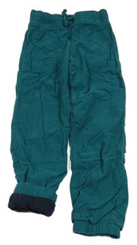 Petrolejové cuff manšestrové podšité kalhoty H&M