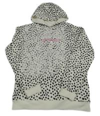 Bílo-černá vzorovaná mikina s nápisem a kapucí PRIMARK