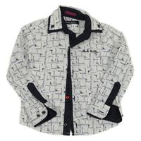 Bílo-tmavomodrá vzorovaná košile s logem Paul Smith