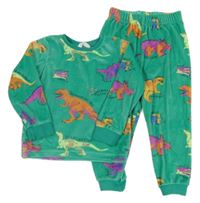 Zelené plyšové pyžamo s dinosaury M&S