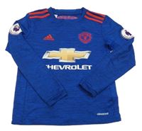 Safírové melírované funkční fotbalové triko Manchester United a číslem Adidas