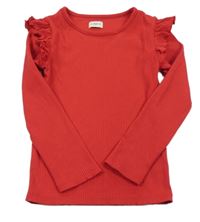 Červené žebrované triko s volánky F&F