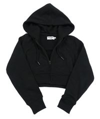 Černá propínací crop mikina s kapucí 