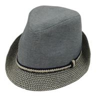 Modro-šedo-bílý melírovaný riflovo/slaměný klobouk PUSBLU