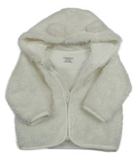 Bílá chlupatá bunda s kapucí s oušky PRIMARK