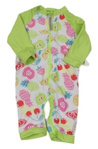 Bílo-zelený UV overal s ovocem a jahůdkami BONVERANO