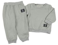2Set - Šedá vzorovaná mikina s nášivkou + tepláky