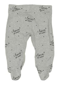 Světlešedé melírované polodupky s nápisy a srdíčky Matalan