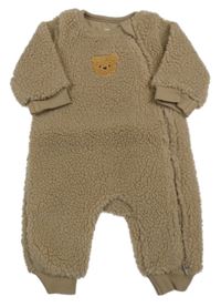 Hnědá huňatá podšitá kombinéza s medvídkem M&S