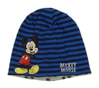 Modro-tmavomodrá pruhovaná čepice s Mickey Disney