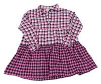 Růžovo-černo-bílé kostkované vzorované šaty TWINSET
