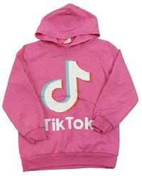 Tmavorůžová mikina s logem TikTok a kapucí