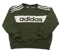 Khaki-bílá mikina s nápisem Adidas