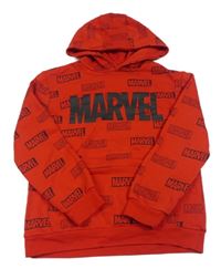 Červená mikina s logy Marvel a kapucí Primark