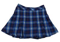 Tmavomodro-modro-bílá kostkovaná skládaná sukně Page One Young
