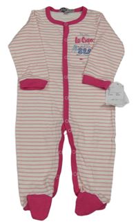 Nové - Bílo-růžový pruhovaný overal s medúzou a nápisem Lee Cooper