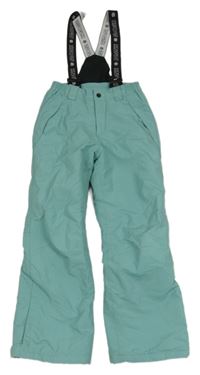 Světlezelené šusťákové funkční oteplovačky s odepínacími kšandami Crane