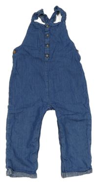 Modré podšité lehké laclové rifle s volánky a knoflíky Primark