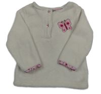 Bílá chlupatá mikina s motýlem Ergee