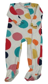 Smetanový puntíkatý fleecový overal Next