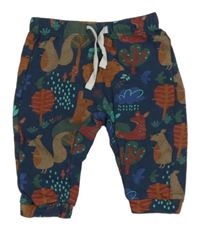 Tmavomodré tepláky se zvířaty a stromky Pusblu