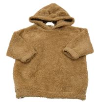 Hnědá chlupatá mikina s kapucí s oušky H&M