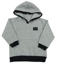 Šedá melírovaná prošívaná mikina s nášivkou a kapucí Matalan