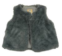Tmavošedá kožešinová podšitá vesta Manor