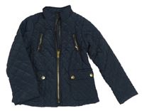 Tmavomodrá prošívaná šusťáková zateplená bunda Zara