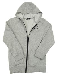 Šedá melírovaná propínací mikina s nápisem a kapucí George