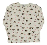 Smetanové triko s Minnie a srdíčky Disney