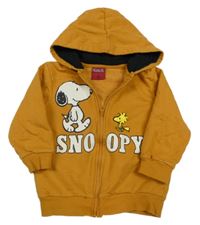 Medová propínací mikina se Snoopym a kapucí