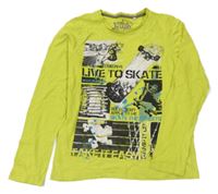 Limetkové triko se skateboardisty C&A