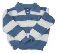 Modro-bílý pruhovaný polo svetr Shein