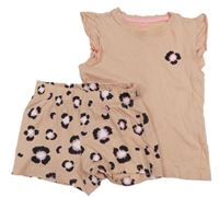 2 set - Starorůžové tričko + vzorované kraťasy Hema