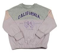 Lila-šedá mikina s nápisem z flitrů zn. Next