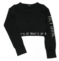 Černé crop triko s nápisem Page one young