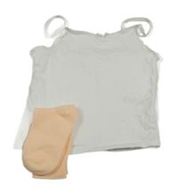 2 set - bílá košilka + meruňkové ponožky 