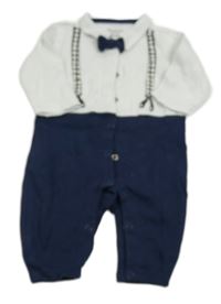 Bílo-tmavomodrý overal s motýlkem H&M