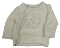 Smetanové sametové zavinovací triko s kočkou C&A