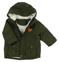 Tmavozelená šusťáková zimní bunda s kapsami a kapucí Kiki&Koko