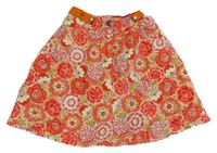 Růžovo-smetanová květovaná sametová sukně 