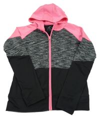 Černo-růžová sportovní propínací mikina s kapucí Yd.