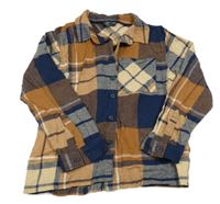 Hnědo-tmavomodrá kostkovaná košile Primark