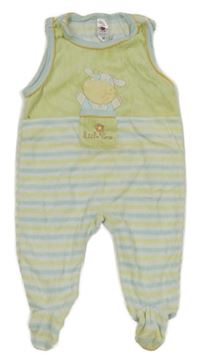 Zeleno-bílo-světlemodré pruhované sametové dupačky s obrázkem C&A