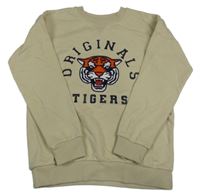 Světlebéžová mikina s tygrem a nápisem Primark