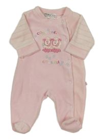 Světlerůžový sametový overal s ovečkami 