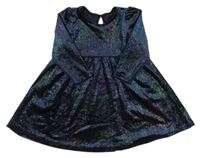 Tmavomodré třpytivé sametové šaty Matalan