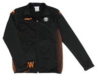 Černá sportovní propínací mikina s oranžovým vzorem 