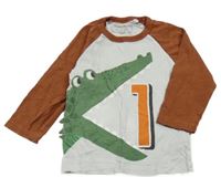 Bílo-hnědé triko s dinem Next